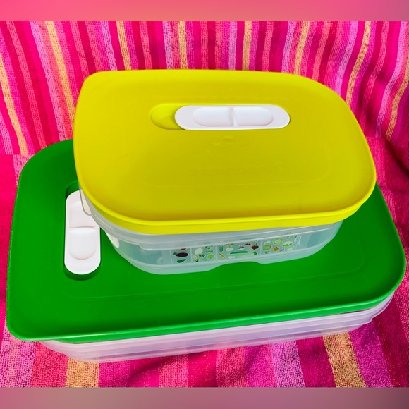Tupperware Other - Nwot 2 Tupperware RefrigeratorStorageContainer4 Fruits&Vegetables🍓🍇🍅🫑🍄‍🟫🥑